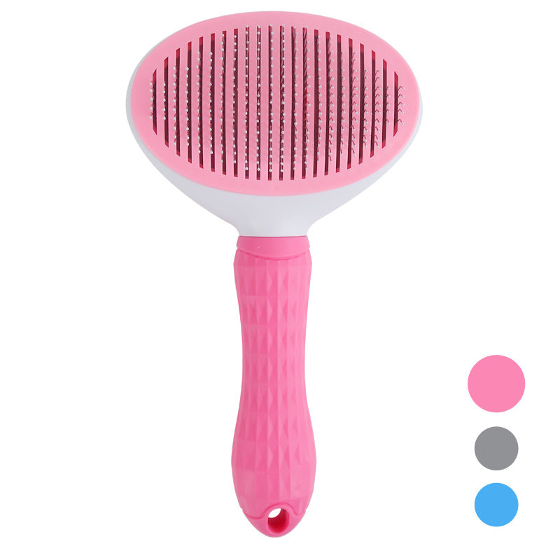 GroomEase Self-Cleaning Slicker Brush – Pink