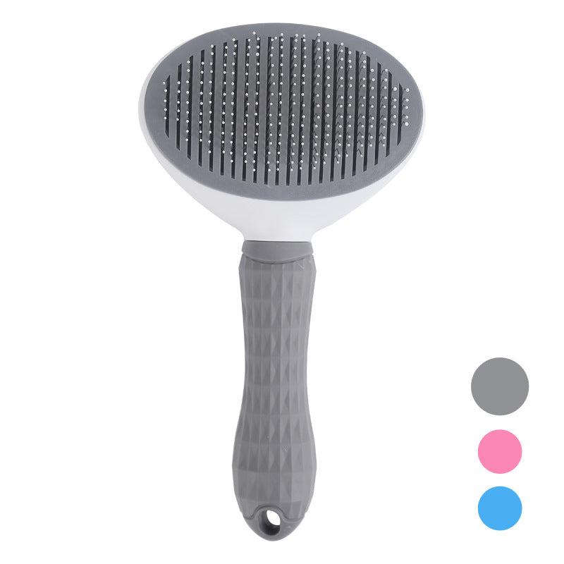 GroomEase Self-Cleaning Slicker Brush – Grey