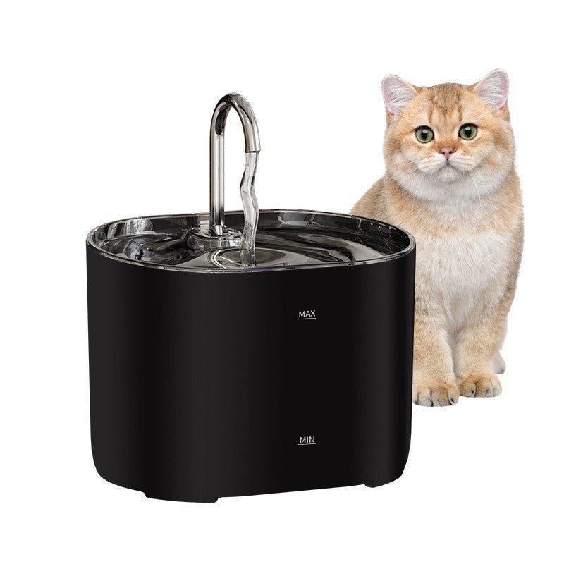 PureFlow Stainless Steel Pet Water Fountain – Black