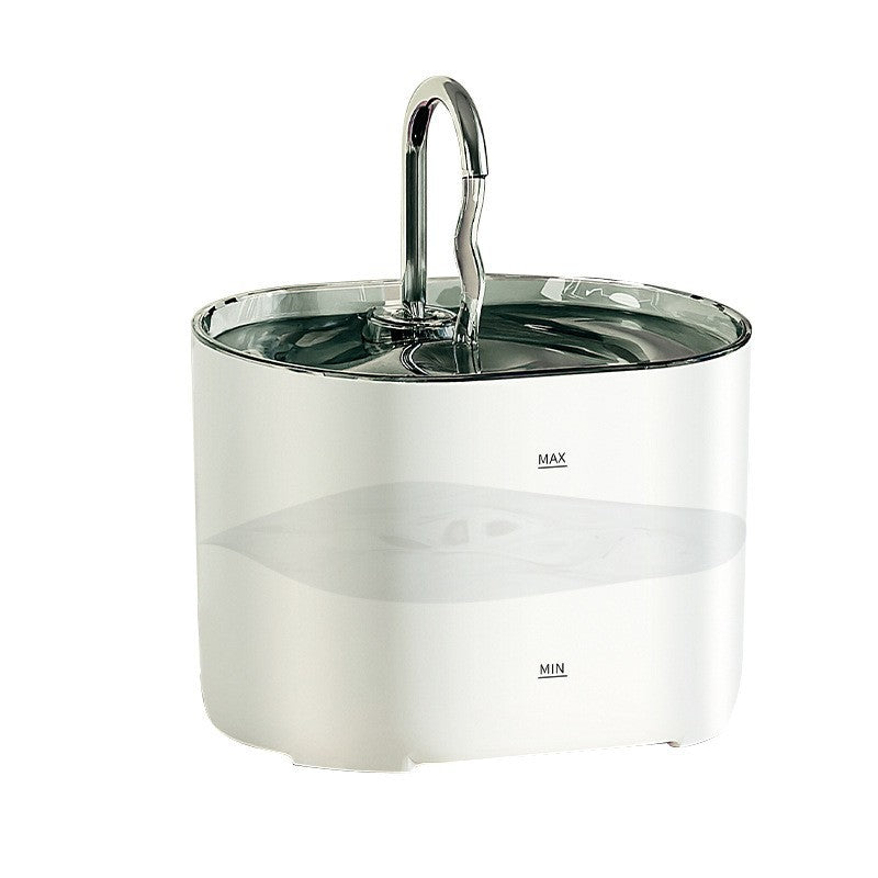 PureFlow Stainless Steel Pet Water Fountain – White